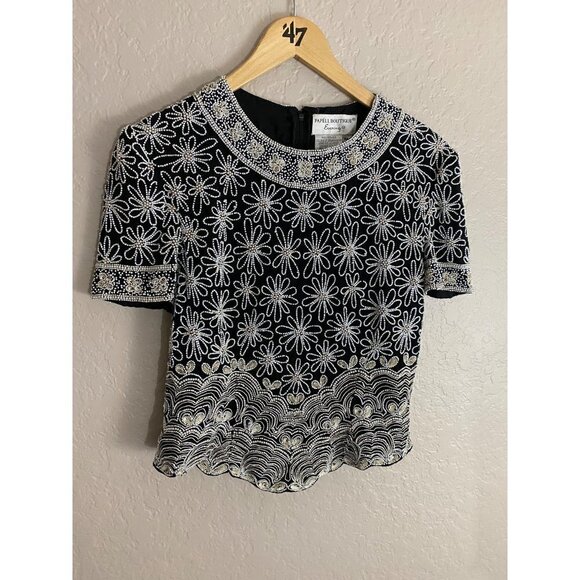 Pappell Boutique Women's Beaded Embellished 100% Silk Blouse - Medium - Picture 2 of 11